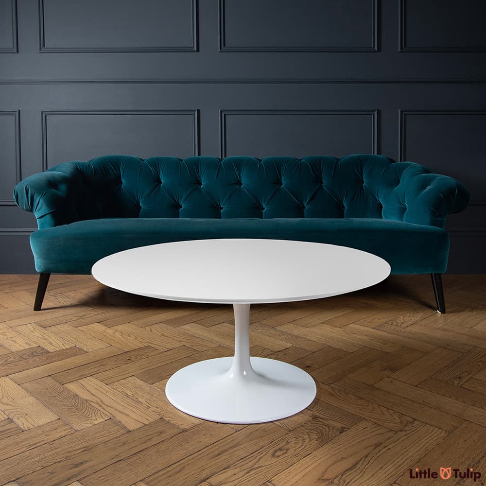 Round velvet store coffee table