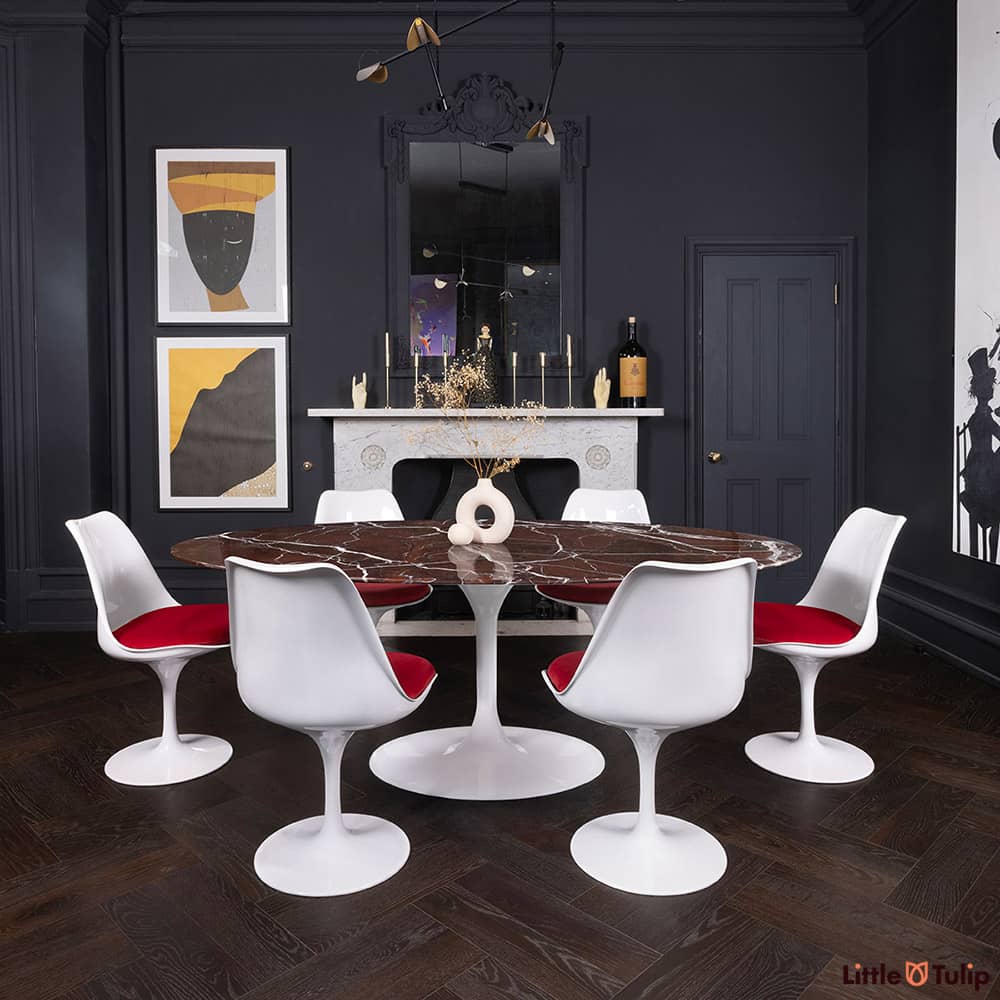 Red and black store dining room set